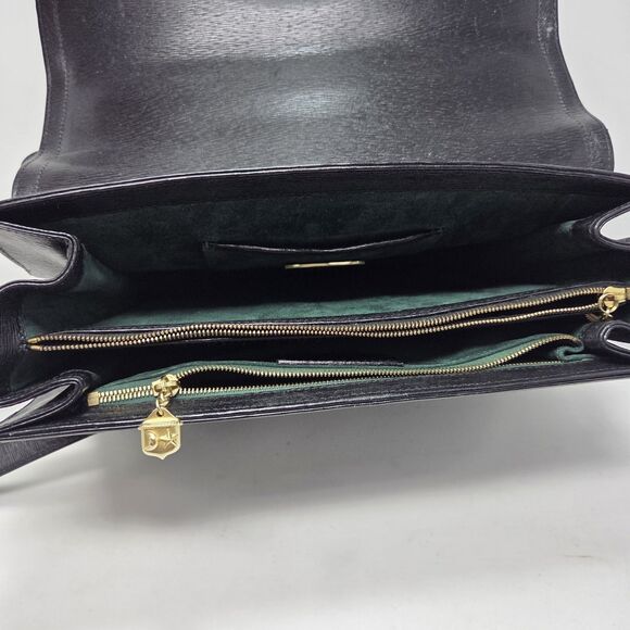 Vintage Barry Kieselstein Cord Leather Trophy Alligator Handbag Black Gold - Picture 8 of 10